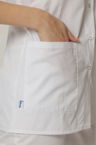 Uniformă medicală Nora cu jachetă mânecă scurtă și pantaloni jogger-Alb - Img 4