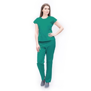 Uniforma medicala SPRINT stretch (cu elastan) cu bluza cambrata si pantalon pentru femei-Verde menta - Img 1