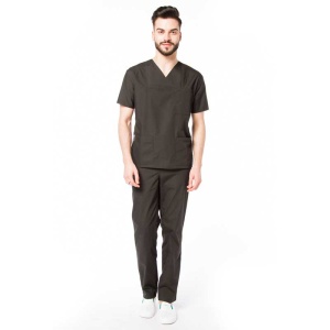 Uniforma medicala stretch CLASS (cu elastan) cu pantaloni pentru barbati -Negru