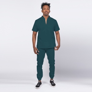 Uniforma medicala stretch STIL (cu elastan) cu pantaloni jogger pentru barbati -Verde marin