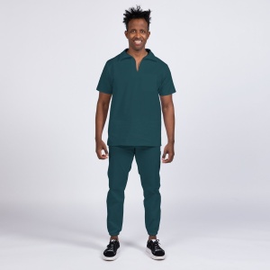 Uniforma medicala TREND cu pantaloni jogger pentru barbati-Verde marin