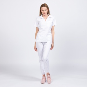 Uniforma medicala TREND cu pantaloni jogger pentru femei -Alb