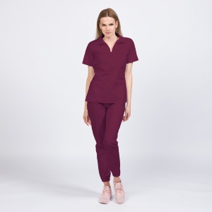 Uniforma medicala TREND cu pantaloni jogger pentru femei -Visiniu