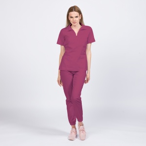 Uniforma medicala TREND stretch (cu elastan) cu pantaloni jogger pentru femei-Fructe de padure