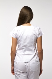 Bluza medicala DOLL cambrata cu capse din poplin pentru stomatologi-Visiniu - Img 2