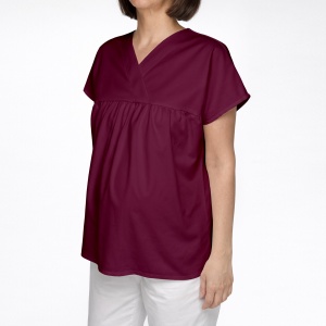 Bluza medicala Hope din poplin pentru viitoare mamici-Visiniu