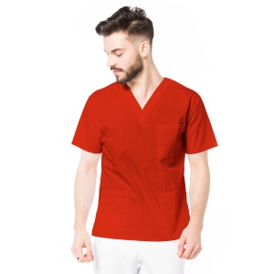 Bluza medicala KULT clasica din microfibra pentru barbati-Rosu
