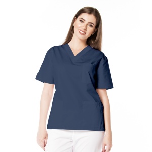 Bluza medicala KULT clasica din poplin pentru femei-Albastru nocturn
