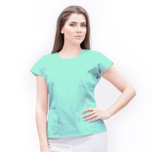 Bluza medicala SPRINT cambrata din poplin-Aqua - Img 1