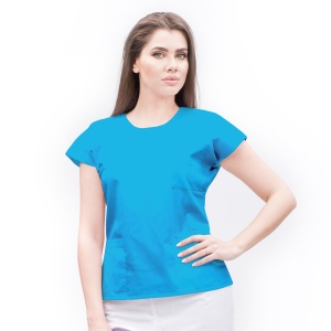 Bluza medicala SPRINT cambrata din poplin-Turqoise - Img 1