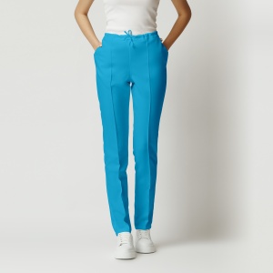 Pantaloni ART stretch(cu elastan) cu dunga pentru femei-Turqoise - Img 1