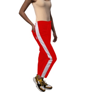 Pantaloni medicali ART stretch (cu elastan) Rosu contrast Alb pentru femei