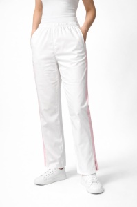 Pantaloni medicali Art stretch evazați cu contrast pentru femei-bleumarin cu alb - Img 5
