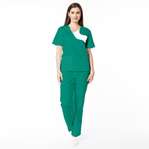 Uniformă Medicală Chic din Poplin cu pantalon clasic-Verde menta