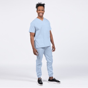 Uniforma medicala CLASS cu pantaloni jogger pentru barbati-Azur pal - Img 1