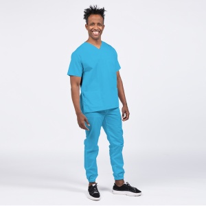 Uniforma medicala CLASS cu pantaloni jogger pentru barbati -Turqoise - Img 1