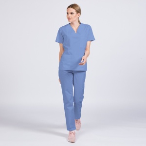 Uniforma medicala CLASS stretch (cu elastan) cu pantalon pentru femei-Azur - Img 1
