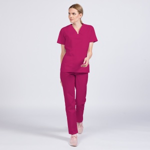 Uniforma medicala CLASS stretch (cu elastan) cu pantalon pentru femei-Magenta - Img 1