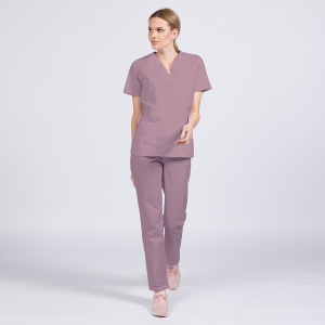 Uniforma medicala CLASS stretch (cu elastan) cu pantalon pentru femei-Roz antic - Img 1