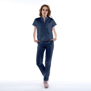 Uniforma medicala FABS stretch (cu elastan) cu pantalon pentru femei-Albastru nocturn - Img 1