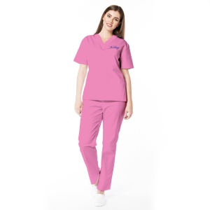 Uniforma medicala KULT personalizata cu nume si functie-Fucsia