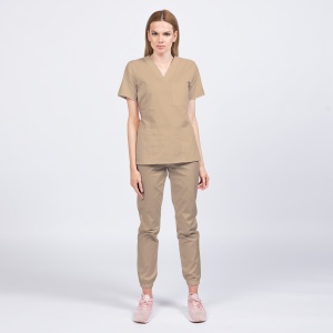 Uniforma medicala KULT stretch cu pantaloni jogger pentru femei-Bej