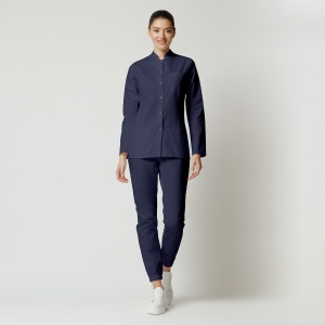 Uniformă medicală Mia cu jachetă mânecă lungă și pantaloni jogger-Bleumarin