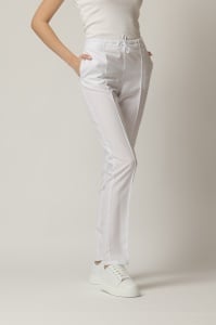 Uniformă Medicală OPTIM din Microfibră cu Inserție Albă și Pantalon Cambrat-Gri - Img 6