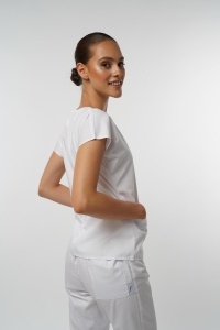 Uniforma medicala SPRINT stretch (cu elastan) cu bluza cambrata si pantalon pentru femei-Azur - Img 6