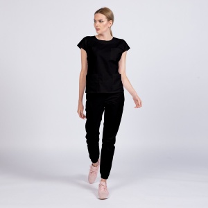 Uniforma medicala SPRINT stretch cu pantalon jogger pentru femei-Negru - Img 1