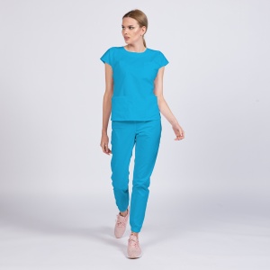Uniforma medicala SPRINT stretch cu pantalon jogger pentru femei-Turqoise - Img 1