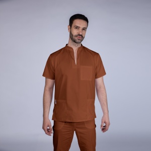 Uniforma medicala STIL cu pantaloni pentru barbati-Caramel