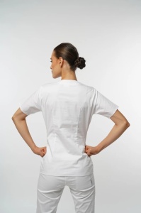 Uniforma medicala STIL stretch (cu elastan) cu pantaloni pentru femei-Bej - Img 4