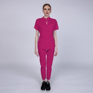 Uniforma medicala STIL stretch (cu elastan) cu pantaloni pentru femei-Magenta
