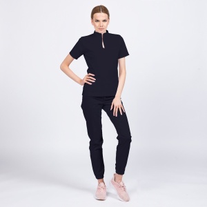 Uniforma medicala STIL stretch cu pantaloni jogger pentru femei-Bleumarin - Img 1