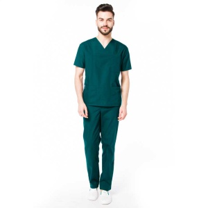 Uniforma medicala stretch CLASS (cu elastan) cu pantaloni pentru barbati -Verde marin