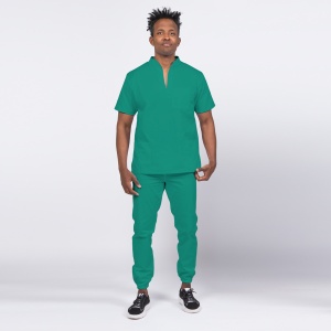 Uniforma medicala stretch STIL (cu elastan) cu pantaloni jogger pentru barbati -Verde menta