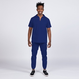 Uniforma medicala stretch TREND (cu elastan) cu pantaloni jogger pentru barbati -Albastru safir