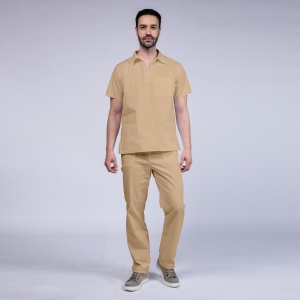 Uniforma medicala stretch TREND (cu elastan) cu pantaloni pentru barbati -Bej