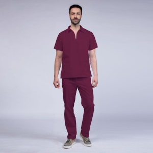Uniforma medicala stretch TREND (cu elastan) cu pantaloni pentru barbati -Visiniu