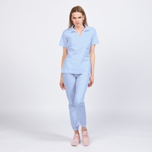 Uniforma medicala TREND cu pantaloni jogger pentru femei -Azur pal - Img 1