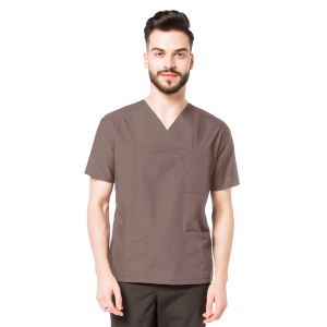 Bluza medicala CLASS clasica din microfibra pentru barbati-Mocca