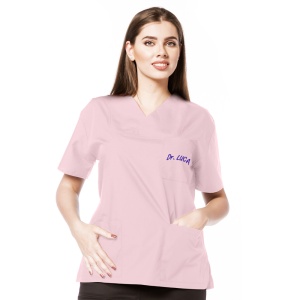 Bluza medicala CLASS personalizata cu nume si functie -Roz pal