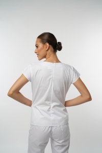 Bluza medicala SPRINT stretch (cu elastan) pentru femei-Alb - Img 3