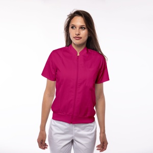 Bomber medical maneca scurta cu fermoar si bordura patent pentru femei TRAFIC-Magenta