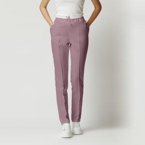 Pantaloni ART stretch(cu elastan) cu dunga pentru femei-Roz antic - Img 1
