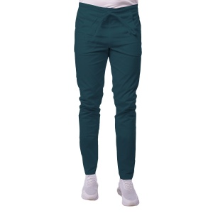 Pantaloni medicali ART stretch (cu elastan) cu buzunar pentru barbati-Verde marin