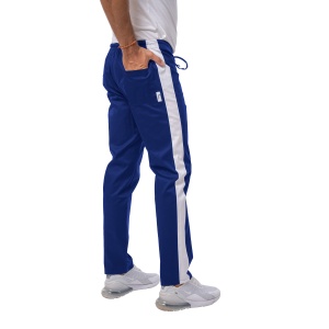 Pantaloni medicali ART stretch (cu elastan) cu contrast pentru barbati ALBASTRU SAFIR-ALB