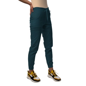 Pantaloni medicali ART stretch (cu elastan) jogger pentru femei-Verde marin - Img 1