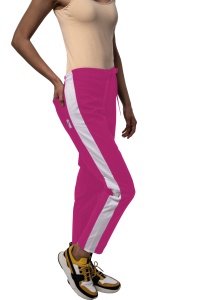 Pantaloni medicali ART stretch (cu elastan) Magenta cu contrast Alb pentru femei